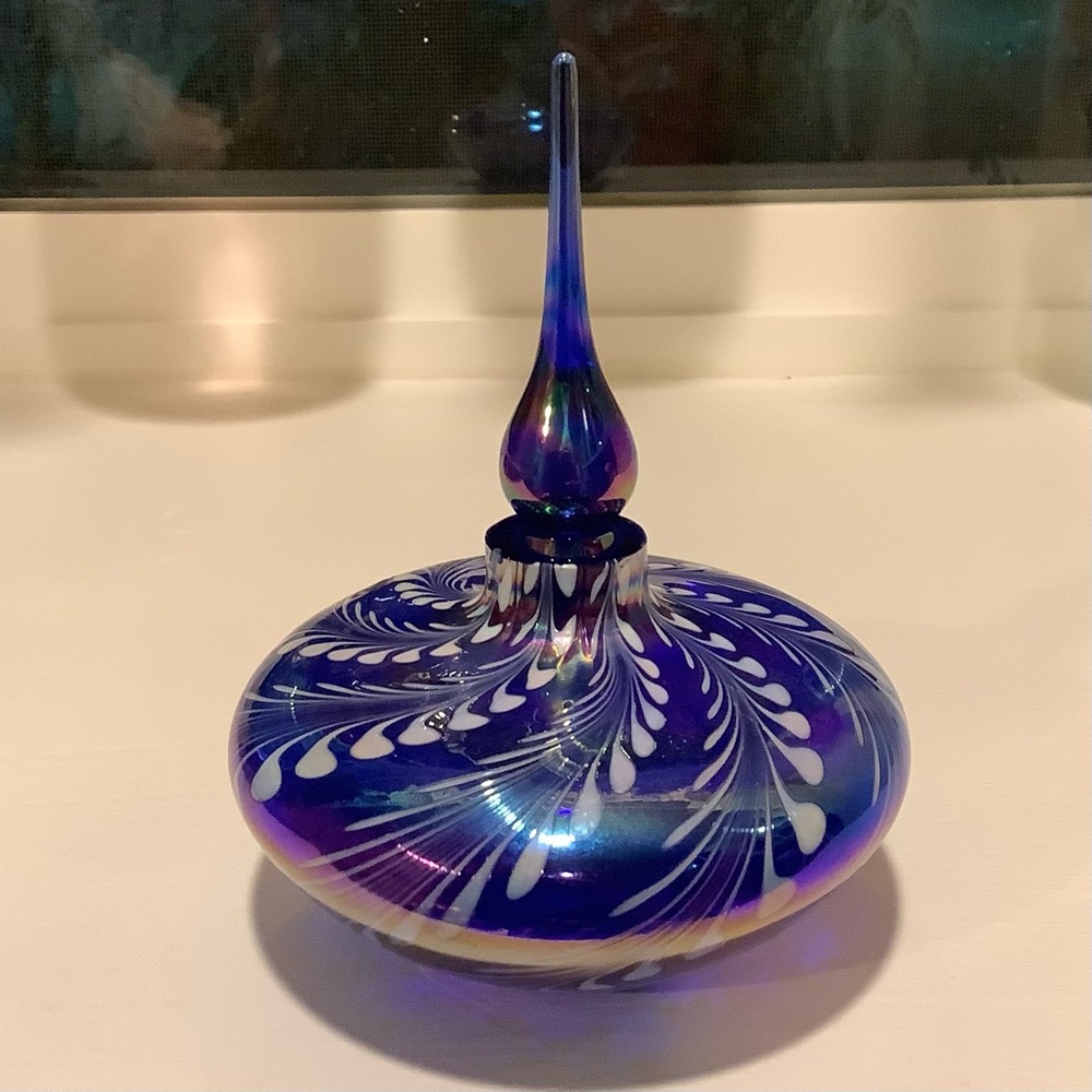 Vintage Silvestri iridescent Cobalt blue perfume bottle